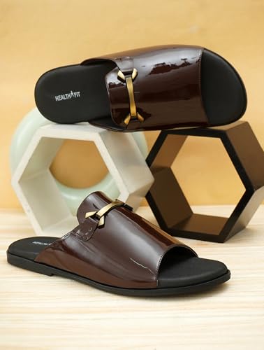 Image of HEALTH FIT Extra Soft Comfortable Traditional Ethnic Chappal /Slippers Wedding & Festive Sliders for Gents /Boys Lightweight flexible TPR sole & Easy-to-wear slip-on design cushioned for Men HF7017