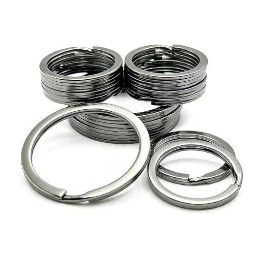 15 Pcs Flat Split Key Rings,1 Inch/1.4 Inch 2 Size Metal Keychain Heavy Duty Key Ring for Car Home School Office (1 Inch/1.4 Inch,Black)