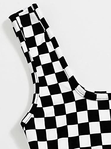 NEON NATION Checker Print Pattern Sleeveless Crop Tank Top4