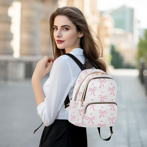Image of Bow Quilted Backpack Purse for Women Fashion Small Backpack M | Shoulder Bag Travel Casual Daypack