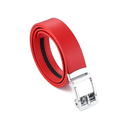 Image of Gelante Genuine Leather Ratchet Dress Belt With Automatic Sliding Buckle - Minimalistic Style-Trim to Fit