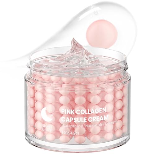 Kollagen Creme für Gesicht - Niacinamide Creme - Collagen Jelly Cream - Pink Collagen Capsule Cream - mit Niacinamid & Hydrolysiertes Kollagen, Anti Aging Creme, Verbessern die Hautelastizität,Strafft