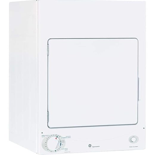 GE DSKS333ECWW Professional Series Spacemaker, 3.6 Cu. Ft. Capacity Stackable Electric Dryer, White