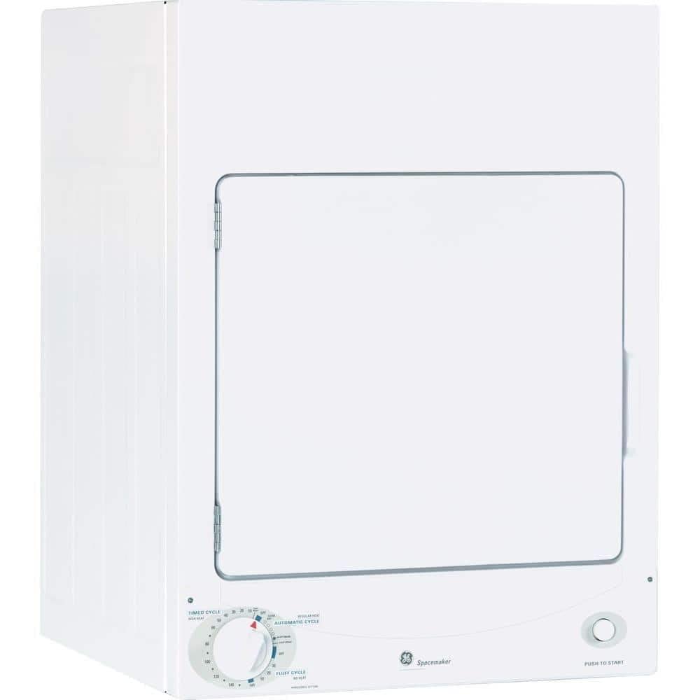 Secadora eléctrica apilable GE DSKS333ECWW Professional Series Spacemaker de 3,6 pies cúbicos de capacidad, color blanco