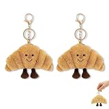RQcMid 2 Stücke Croissant Schlüsselanhänger, Brötchen-Taschenanhänger Schlüsselanhänger, Croissant Kuscheltier Bag Charms Schlüsselanhängers Niedliches Design Für Gesch Und Taschen Dekoration