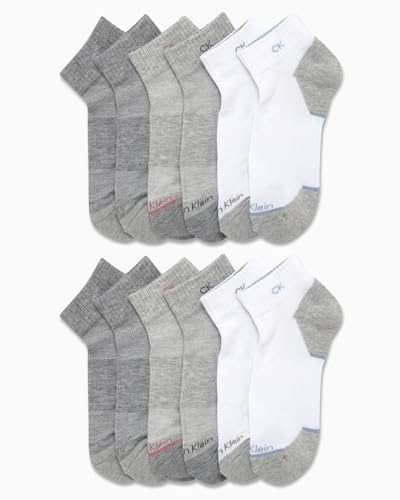 Image of Calvin Klein Womens Quarter Socks - 12 Pack Soft Cushioned Athletic Ankle Socks for Women for Running and Workout