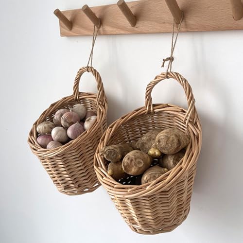 Cesta de pared rural de fibra natural para decorar y organizar la cocina 5