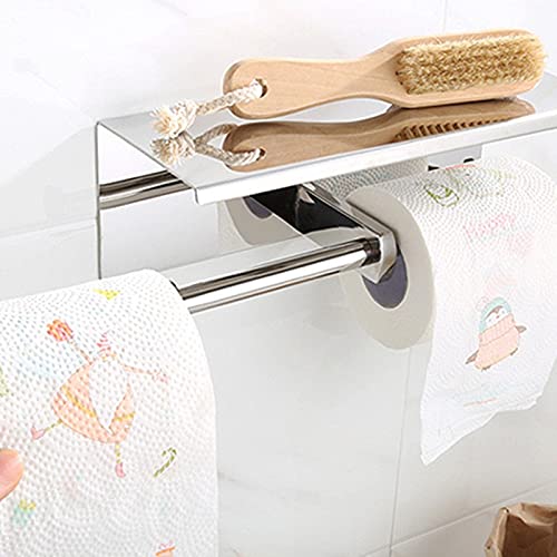 Rollo de Papel de Cocina, Soporte de Papel higiénico Autoadhesivo para Montaje en Pared, Tejido de baño de Acero Inoxidable