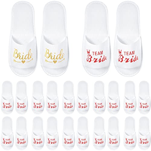 SATINIOR 12 Paia Team Bride Pantofole Aperte Usa e Getta da Spa per Sposa e Damigella d'Onore Ciabatte per il Matrimonio Festa di Addio al Nubilato (Oro, Rosso)