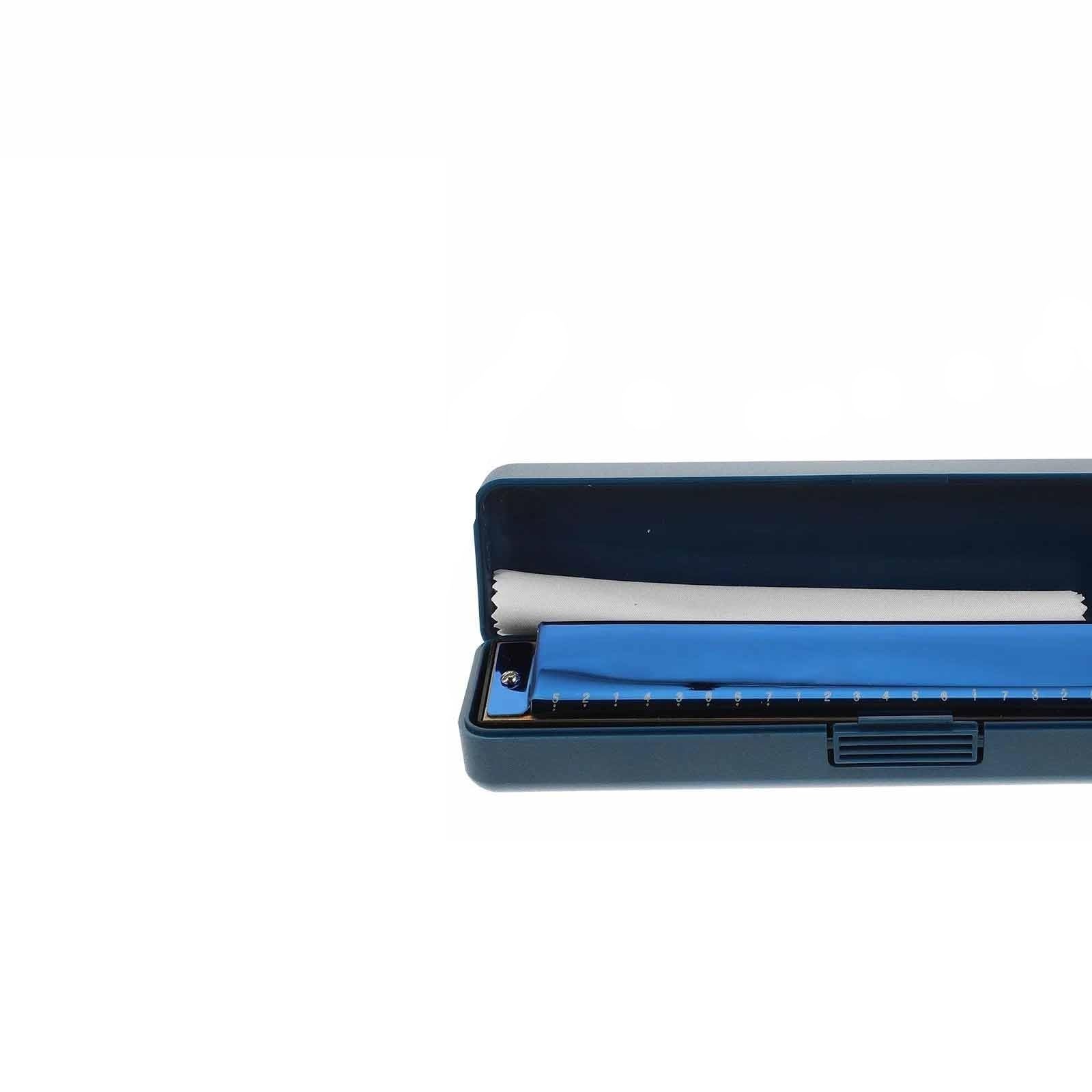 Principianti Armonica Armonica A Bocca A 24 Fori Alloggiamento In Acciaio Inossidabile Design Durevole Strumento Portatile Blu