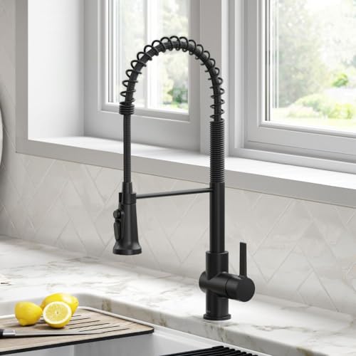 Image of Kraus KFF-1691MB Britt 2-in-1 Commercial Style Pull-Down Single Handle Filter Kitchen Faucet for Reverse Osmosis or Water Filtration System, Matte Black