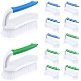 Lallisa 12 Pcs Scrub Brush for Cleaning with Handle Comfortable to Grip Heavy-Duty Flexible Stiff Bristles Scrubber Brushes Bulk for Shower Bathroom Carpet Kitchen Floor Tiles (Blue,Green)