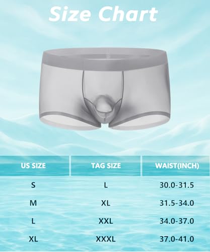 Mens Sexy See Through Underwear Ice Silk Boxer Briefs Ultra Thin Trunks Soft Bulge Pouch Sheer Boxer Shorts4