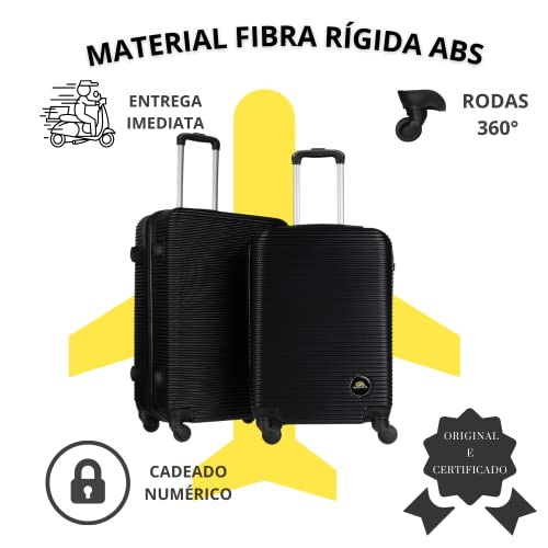 Kit de 2 Malas de Viagens P/M Fibra Rigida ABS Resistente Rodas 360°