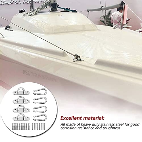 5 Pcs Placa de olho de aço inoxidável | Gancho de teto oval de aço inoxidável | 4 Pçs Anéis Gancho L