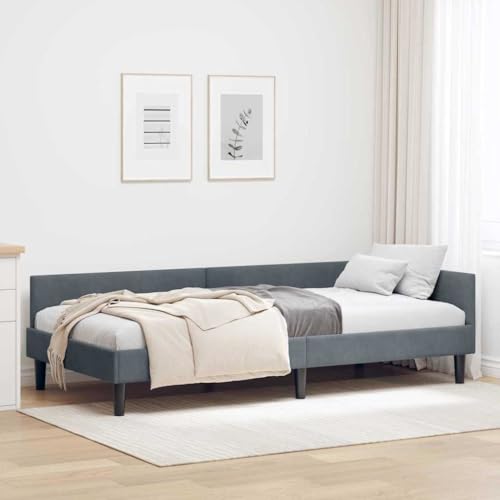 Festnight Canapé-lit 2 Places Lit Banquette Cadre de Lits 100x200 avec Sommier à Lattes Sofa-lit Moderne en Tissu pour Salon, Bureau, Appartement-Gris...