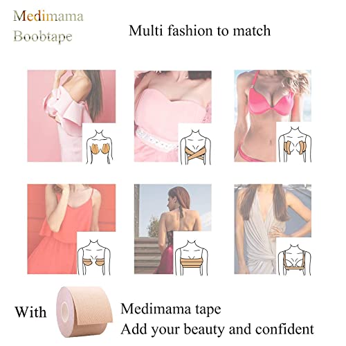 Medimama Boob Tape Breast Lift Tape Adhesive Bra Nipple Covers for Women,Big Bust Friendly Push Up Strong Support