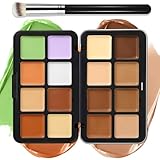 LSxia 16 Colors Cream [Contour Concealer Foundation] Makeup Palette for Cheeks - All in One Makeup Palette Kit with Brush, Natural Matte Long Wearing, Waterproof Blendable Face Make Up Pallete (#06)