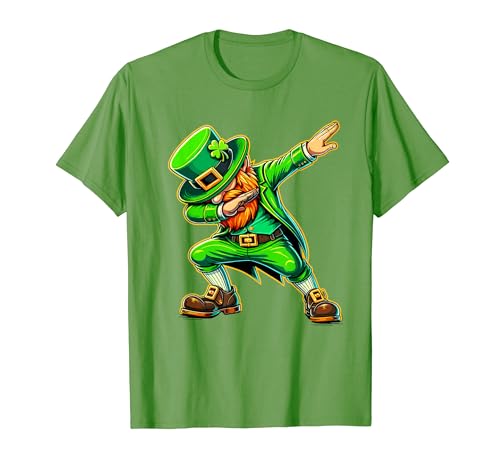 Dabbing Leprechaun Funny Men Kids Boys St Patrick Day T-Shirt