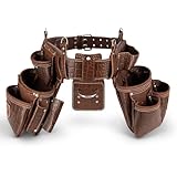 STRONGLAD Leather Carpenter Tool Belt – 21-Pocket Brown-Red Crocodile-Embossed Top-Grain Leather Framing Tool Belt for Men | Heavy-Duty Construction Gear with Stainless Steel Hardware
