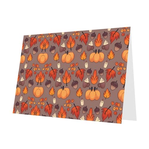 PHAYAH 10 hojas de tarjetas navideñas con patrón de otoño, sobre verde oscuro, adecuadas como tarjetas de invitación de aniversario de boda y fiesta