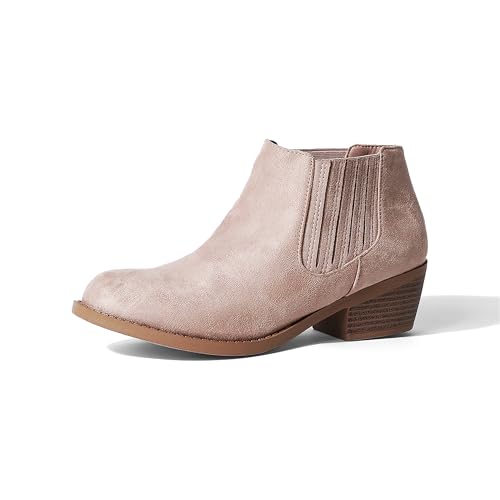 J. Adams Arlo Booties for Women - Round Toe Low Block Heel Slip On Ankle Boots