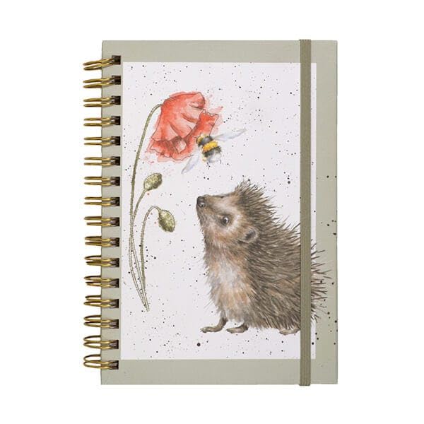 Wrendale Hedgehog and Bee Spiral Bound Notebook - Illustrated 90 Page Lined A5      Spiral-bound