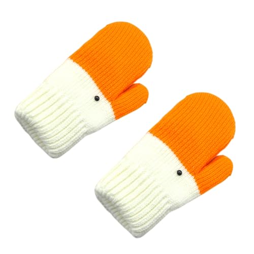 Cute Goose Duck Mittens for Women Girls Cozy Knit Winter Gloves Warm Fleece-Lined Cartoon Animal Mitts for Cold Weather
