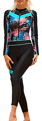 Rash Guard para mujer SEAUR con protección solar UV y cremallera frontal en negro talla M