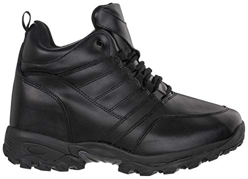 CALTO Men's Invisible Height Increasing Elevator Shoes - Black Leather Lightweight Trainer Sneakers - 4.5 Inches Taller - FD003 - Size 8 D(M) US2