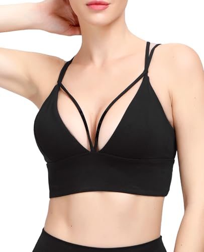 Image of MotoRun Bralettes for Women, Strappy Sports Bra Push up Bralette Sexy Bras Rave Top
