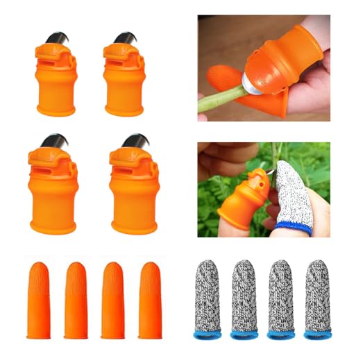 12 Pcs Gardening Silicone Thumb Knife Tool Set for Harvesting, Plant Fruit Picking, Trimming, Thumb Cutter for Finger Protection