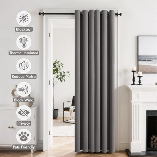 Image of MIULEE Closet Curtain for Open Closet Without Door Grommet Top 34x80 Inches | Covers Closet, Privacy Curtains for Room Divider, Sun /Light Blocking, Quality Fabric, Doorway