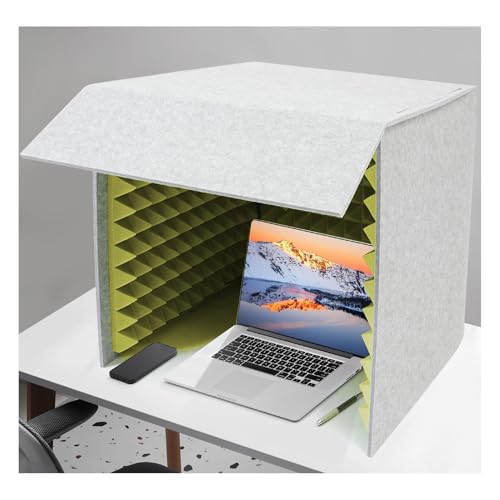 Cabina Portátil de Aislamiento Acústico, Escudo Plegable de Escritorio 23.62in, Estudio de Grabación Cuadrado, Estudio Pequeño para Podcasting en Casa, Amarillo miniatura 1