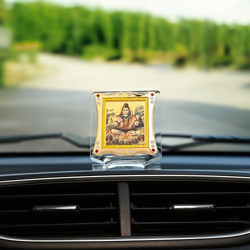 Image of Lord Shiv Shankar Car Dashboard | Showpiece Decor Religious Frame for Pooja, Prayer and Gift