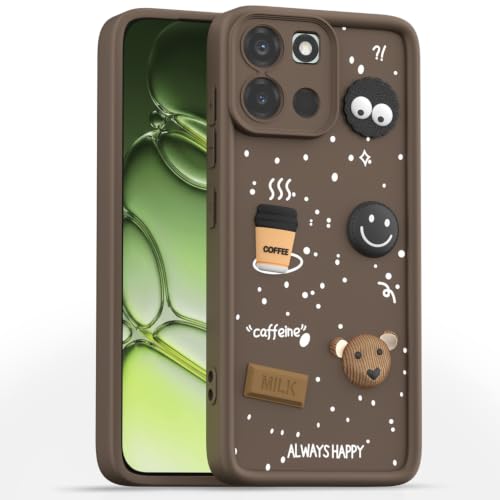 Image of Pikkme Back Cover for OnePlus Nord 6 5G | 3D Bear Silicone Cute & Fun Coffee Cartoon | Full Body Protection Bumper Case (Brown)