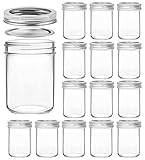 VERONES Mason Jars 8 OZ, 8 OZ Canning Jars Jelly Jars With Regular Lids, Ideal for Jam, Honey, Wedding Favors, Shower Favors