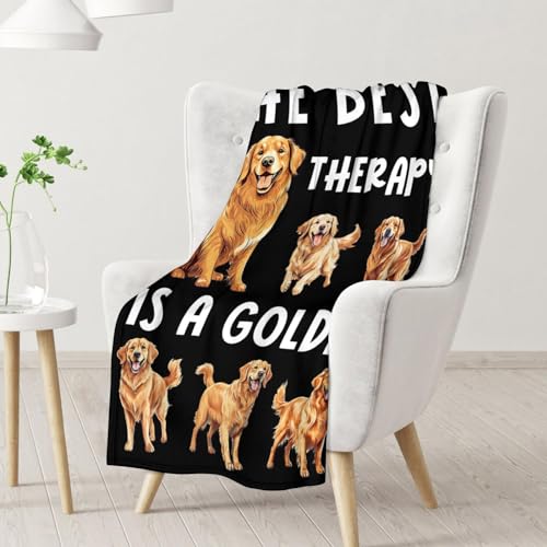 Golden Retriever Blanket - 60x80 Inches Size for Women, Men - Soft Fluffy Throw for Bed, Sofa, Winter - Black Funny Fuzzy Gifts