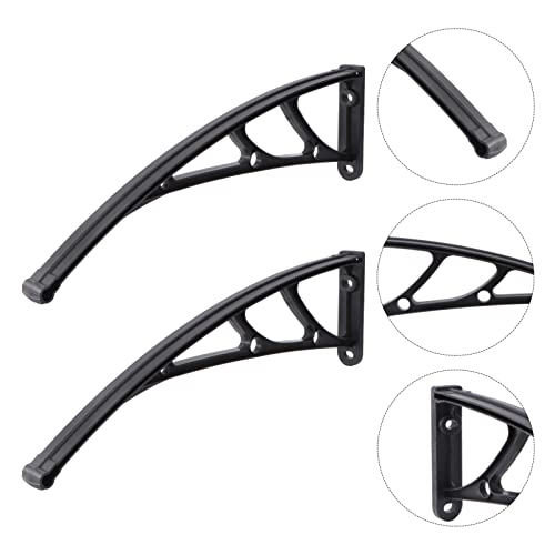 2Pcs Window Canopy Brackets Awning Canopy Bracket Polycarbonate Cover Outdoor Front Door Patio Awning Canopy Uv Rain Snow Protection Hollow Sheet Metal Canopy Brackets Black Canopy Brackets Steel #TOP3