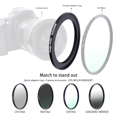 Image of 82mm to 86mm Step-Up Ring Filter adapter /82mm to 86mm Camera Filter Ring for 86 mm UV,ND,CPL,Metal Step Up Ring