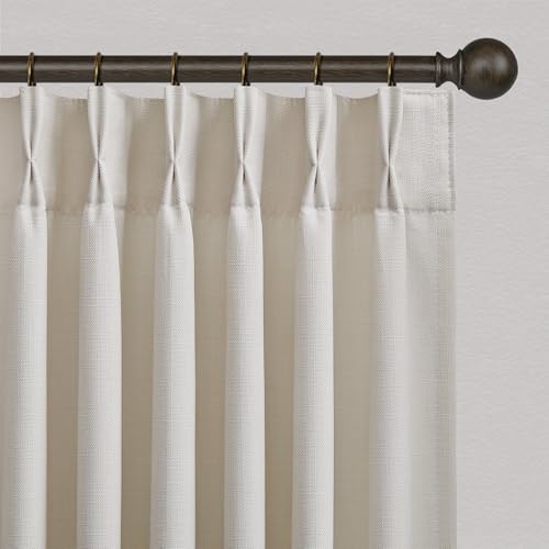 84-inch Pinch Pleat Linen Curtains – Oatmeal, 2-Pack