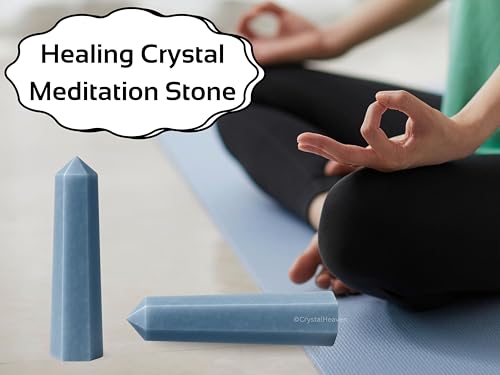 Image of Crystal Heaven Certified Angelite Crystal Tower Obelisk Point for Chakra, Healing and Balancing - AAA Grade Original Certified Gemstone Agate for Reiki Meditation Yoga Spiritual (2-3 Inches)