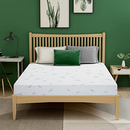 Airdown Full Mattress, 8 Inch Memory Foam Mattress in a Box for Kids with Breathable Bamboo Cover, Medium Green Tea Gel Mattress for Bunk Bed, Trundle Bed, CertiPUR-US Certified, Made in USA, White