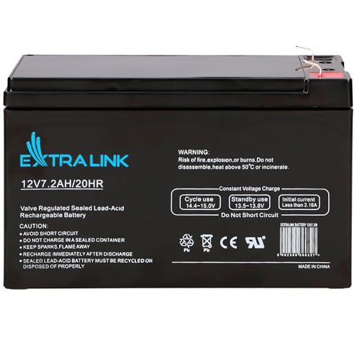 Extralink Batterie AGM 12V 7Ah - Batterie Decharge Lente sans Entretien, Anti-Fuite, Deep Cycle - Batterie Solaire, Camping-Car, UPS, Système Autonome, Alimentation de Secours