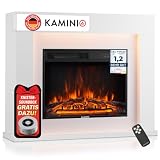 KAMINIO® Matti MODERN 38 Weiß Elektrokamin mit Heizung [Standkamin]