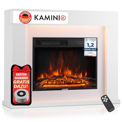 KAMINIO® Matti MODERN 38 Weiß Elektrokamin mit Heizung...