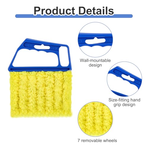 Image of 2pcs Window Venetian Blind Cleaner Duster Tool, 7-Finger Dusting Cleaner Tool for Window Venetian, Washable Shutter Cleaners Brush, Handheld Brush for Air Conditioner Wood Blinds Dust Dirt