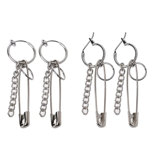 XIGAWAY Ohrringe in Form einer Sicherheitsnadel, geometrisch, lange Kette, Quaste, unregelmäßig, koreanischer Schmuck, Kunststoff Cover