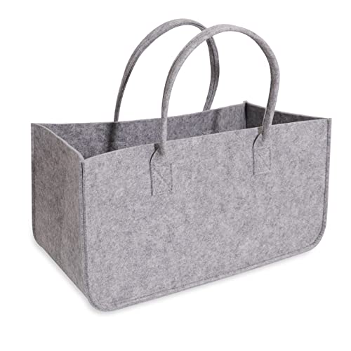 Sac en feutre pour bois de cheminée - Grand panier à bûches - Pliable - En feutre - Pour journaux, bois de cheminée - Dimensions (noir) Cover