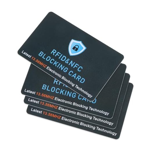 Bewudy Paquete de 4 tarjetas de bloqueo RFID, bloqueador antirrobo, tarjeta de débito sin contacto, tarjeta de crédito, protector de pasaporte, bloqueador electrónico delgado, tarjetas de bloqueo RFID